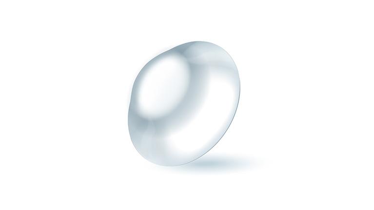 3D illustration of specialized rigid contact lens for night-time use. 