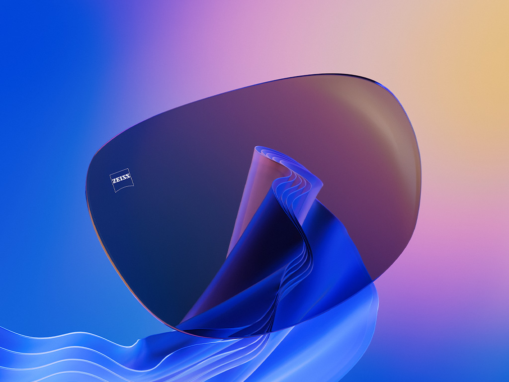 Illustration 3D en images de synthèse d’un verre de lunettes de soleil teinté.
