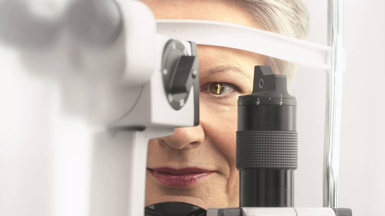 Patient undergoing Slit Lamp Examination in the ophthalmic practice.