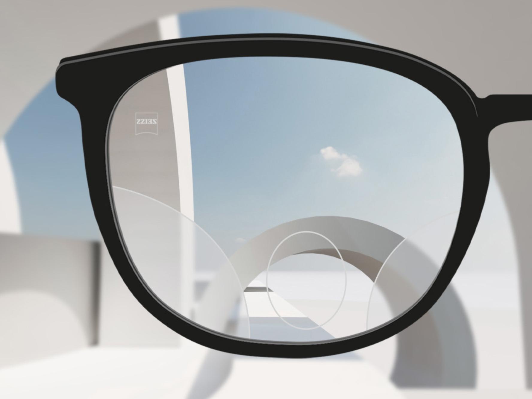 Illustration schématique du concept de verre ZEISS MyoKids : la moitié supérieure du verre aide à voir de loin et la moitié inférieure, à voir de près.