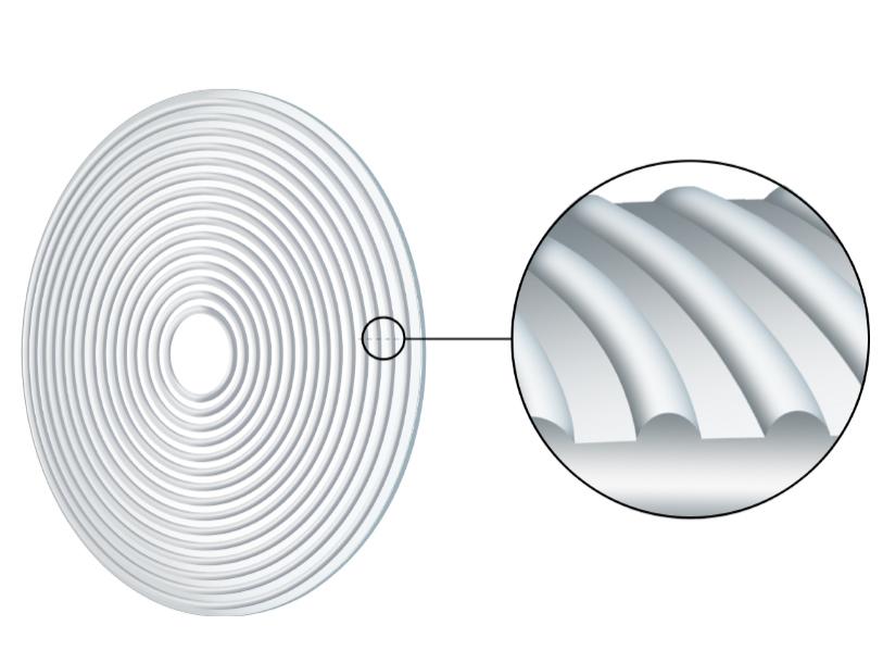 Illustration montrant la zone fonctionnelle d’un verre ZEISS MyoCare avec des zones de défocalisation et de correction alternées.